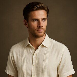 Scotch & Soda White Linen Short-Sleeve Shirt - Size XL